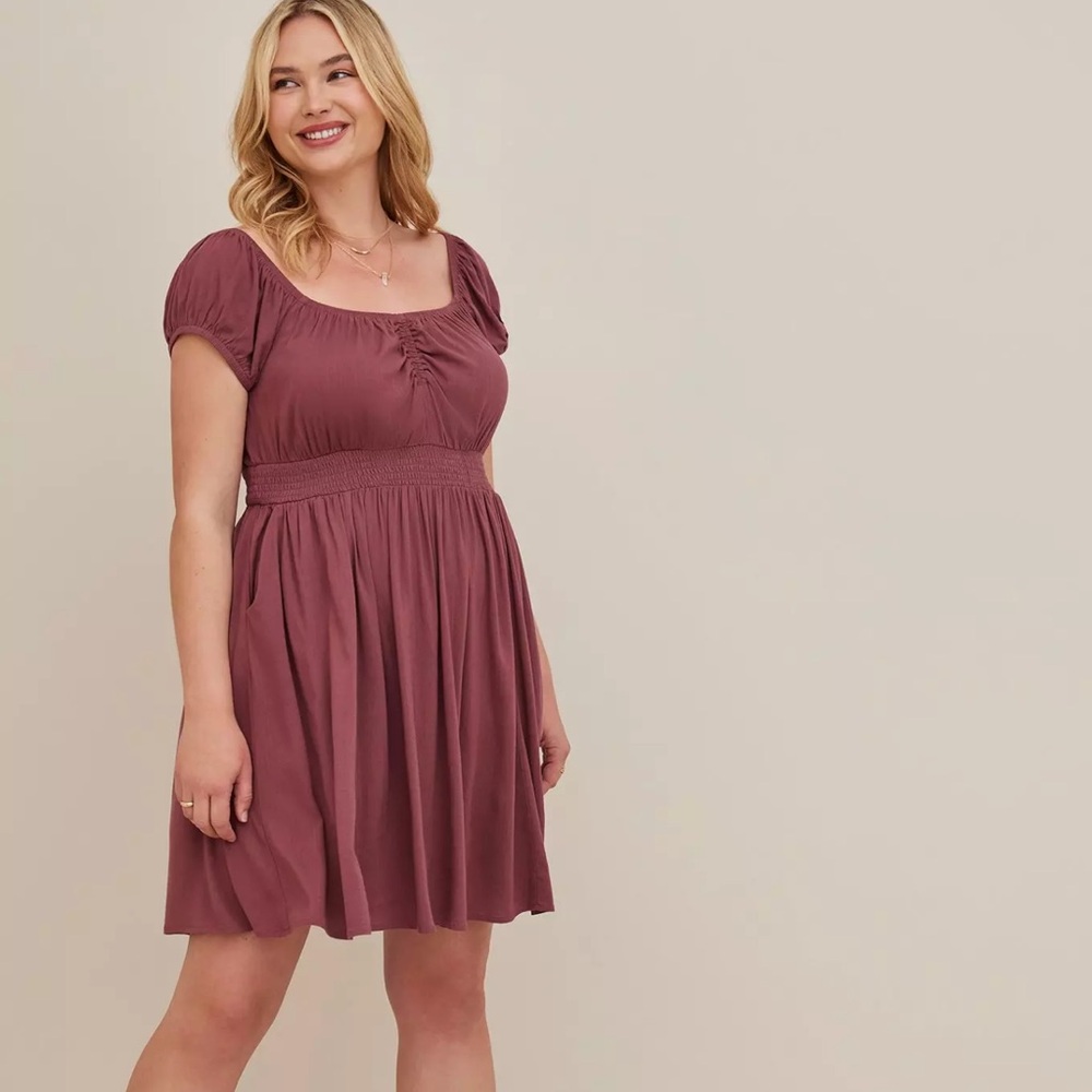 Torrid Mini Lenny Smocked Waist Dress